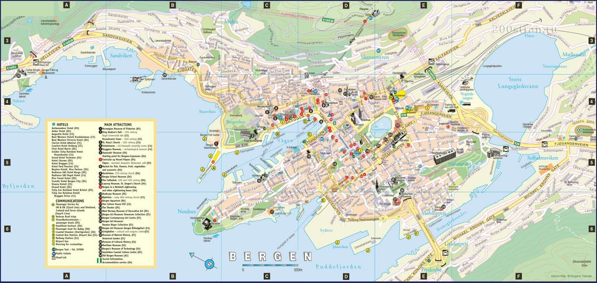 град Берген, Норвегия, на картата