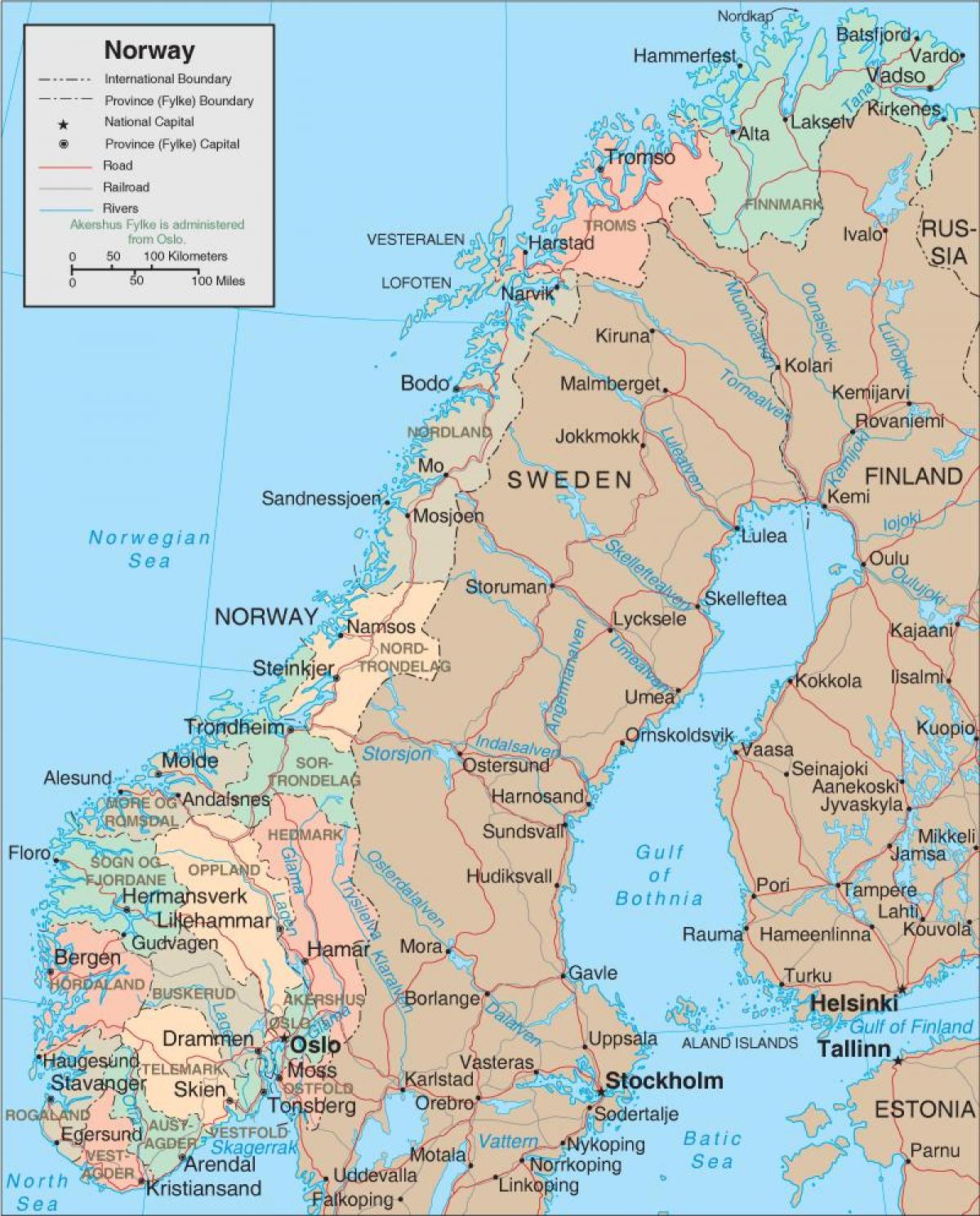 карта на Норвегия