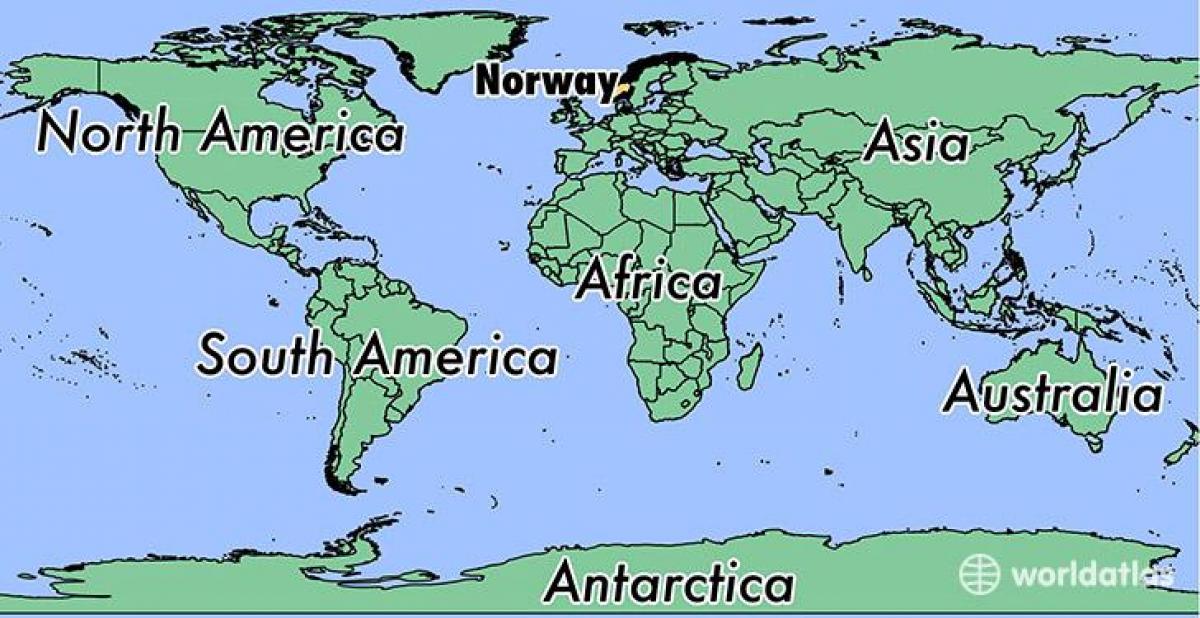 Карта на Норвегия място в света 
