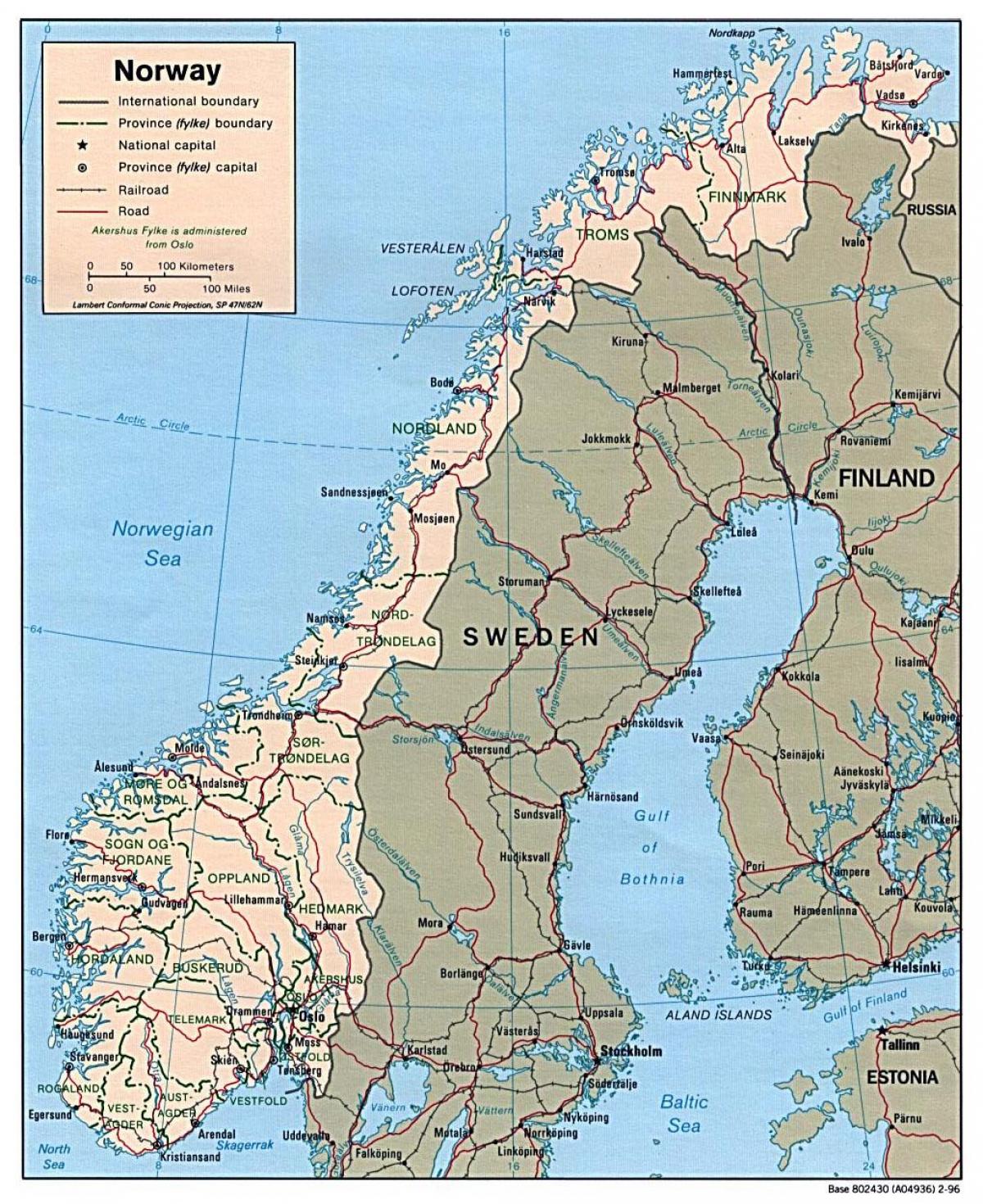 шофиране картата на Норвегия
