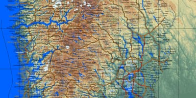 Подробна карта на южната част на Норвегия
