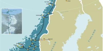 Норвегия железопътни картата