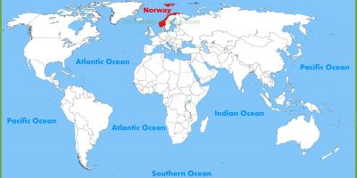 Карта на света, показваща Норвегия