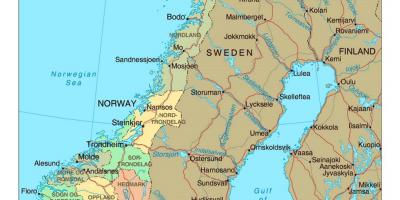 Пътна карта с градовете на Норвегия