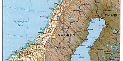 Подробна карта с градовете на Норвегия